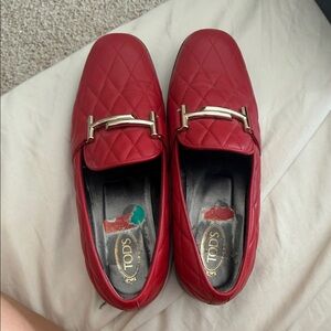Tod's Quilted Red Loafers for Women